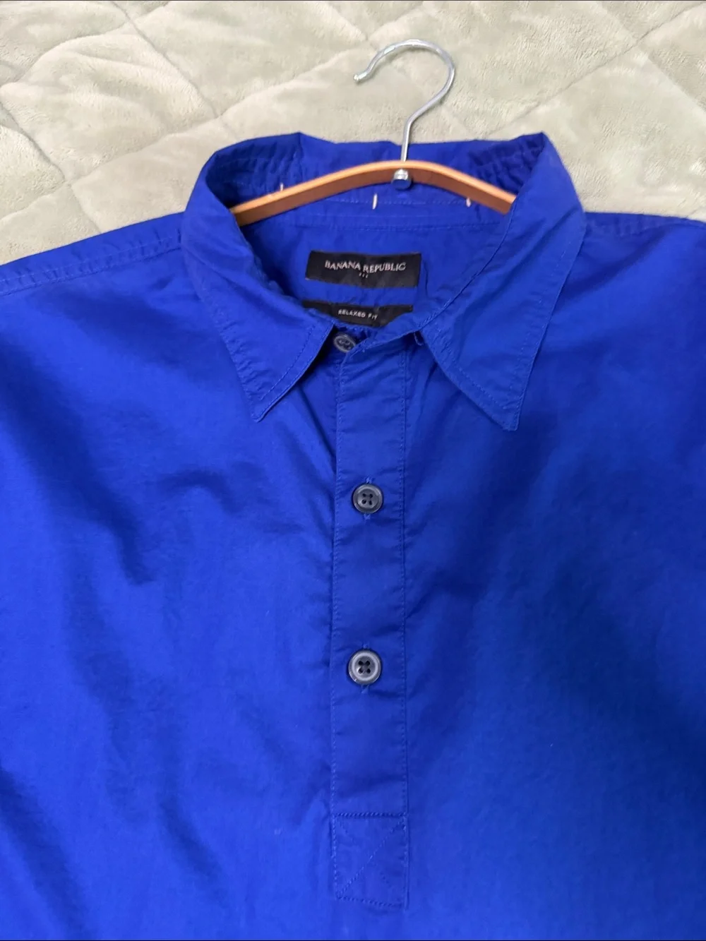 Banana Republic Men's Popover Shirt - Cobalt Blue